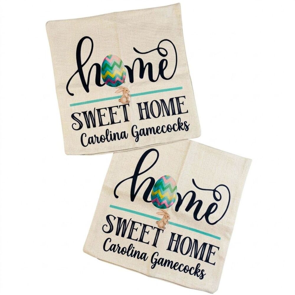 Easter Pillow Covers 17x17 Set of 2 Home Sweet Home Carolina Gamecocks Linen Zip